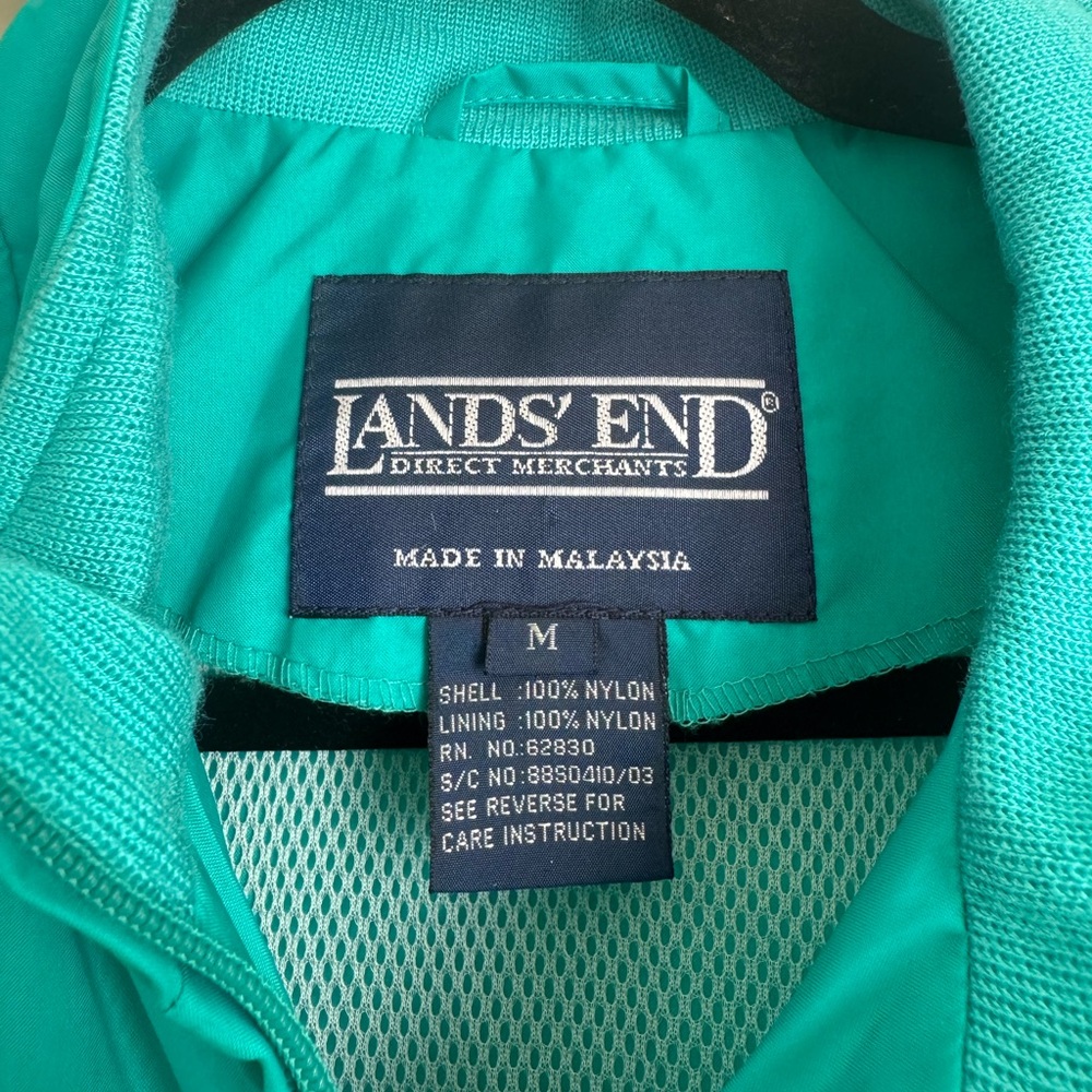 Vintage Lands' End Turquoise Windbreaker Jacket - Picture 3 of 6